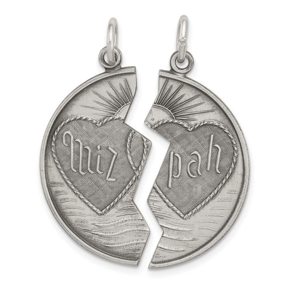 Sterling Silver Antiqued & Satin 2 Piece Mizpah Coin Pendant, 28mm